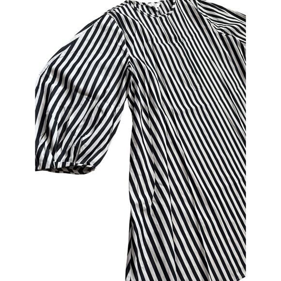 Banana Republic Poplin Lantern Sleeve Mini Swing Dress Black Stripe Size Small - Picture 8 of 10